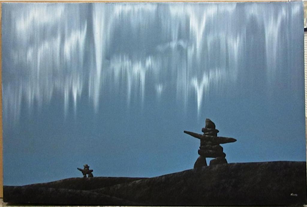 Kenneth (Ken) Michael Kirkby (1940-2023) - Landscape With Inukshuks And Dancing Lights