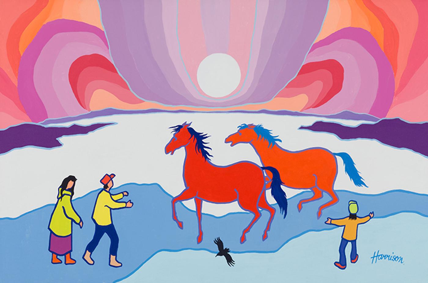 Ted Harrison (1926-2015) - Horses of the North