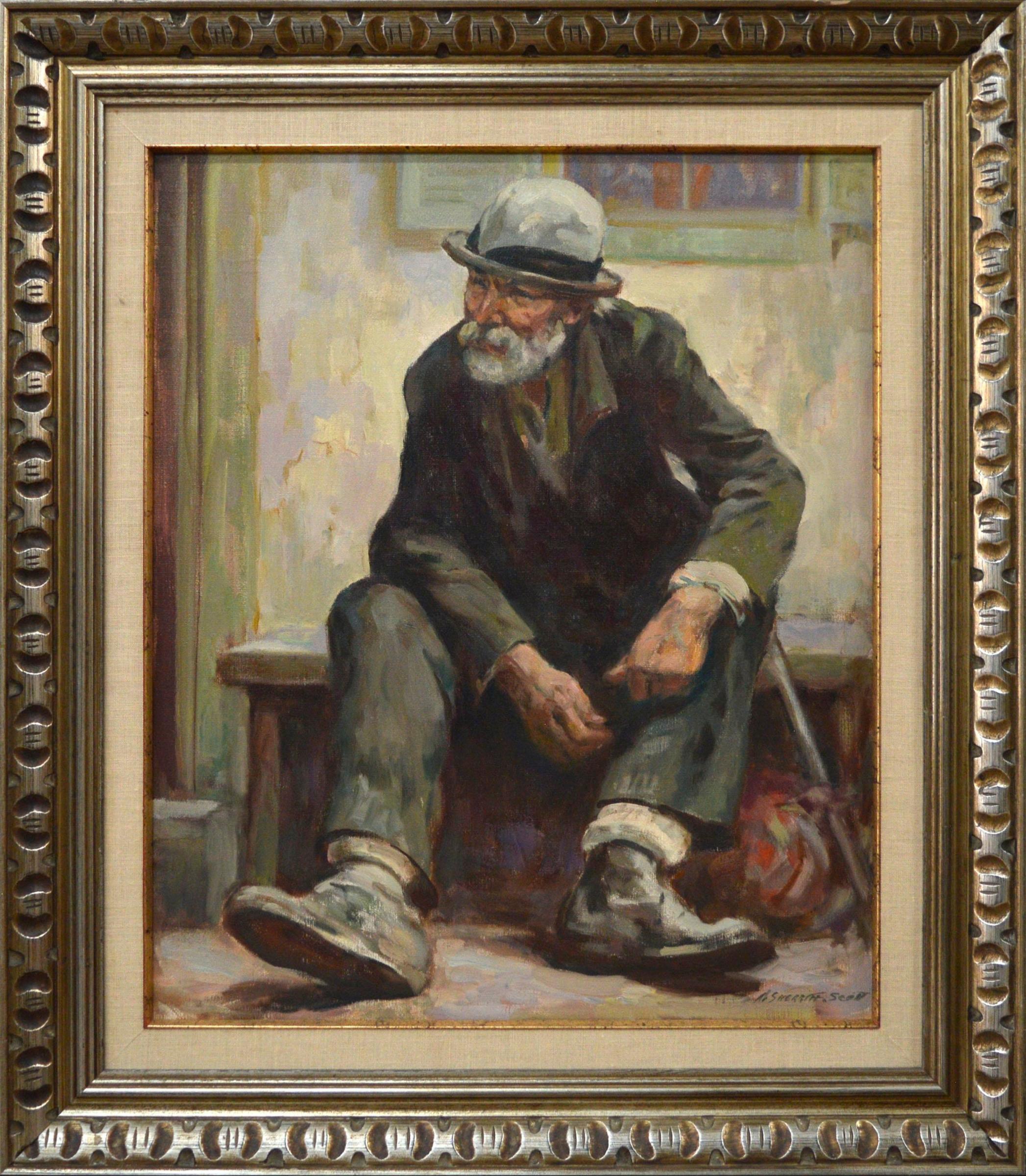 Adam Sherriff Scott (1887-1980) - Homme assis avec barbe et chapeau
