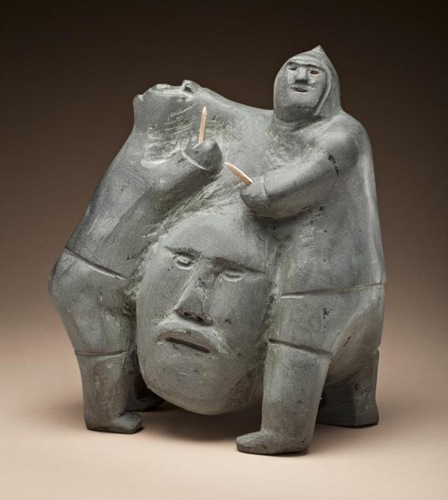 Tuna Iquliq (1935-2015) - Two Men Fighting and Two Spirit Faces, early 1970s