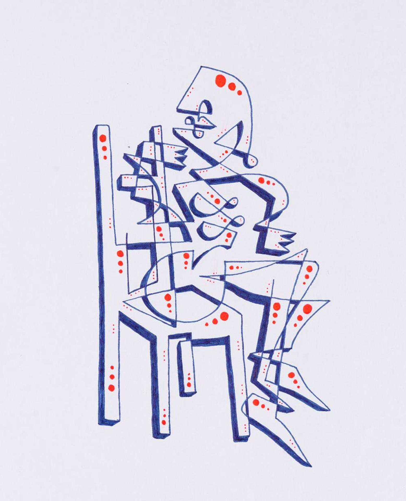 Chad Coombs (1982) - A Single Line - Nude Seated on a Chair