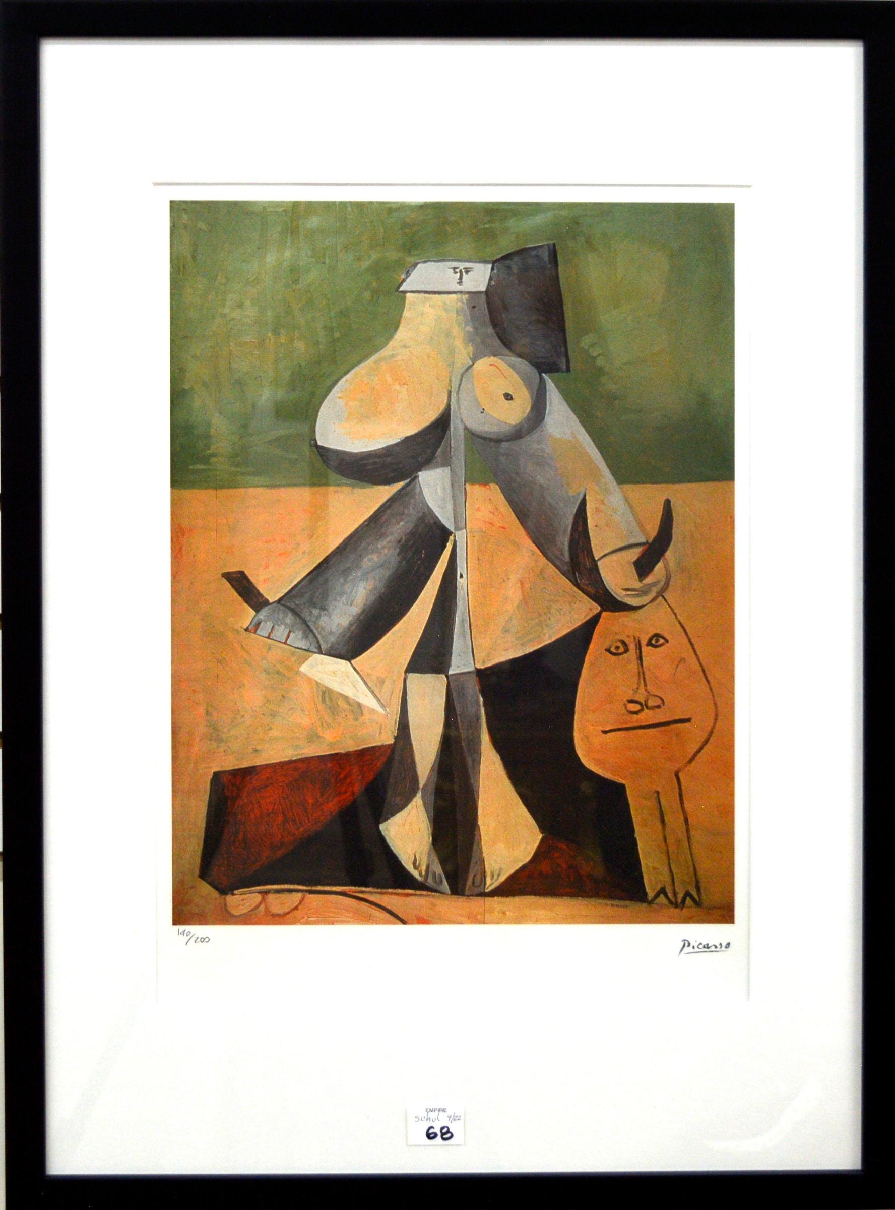 Pablo Ruiz Picasso (1881-1973) - lithographie graphique en couleurs decalée