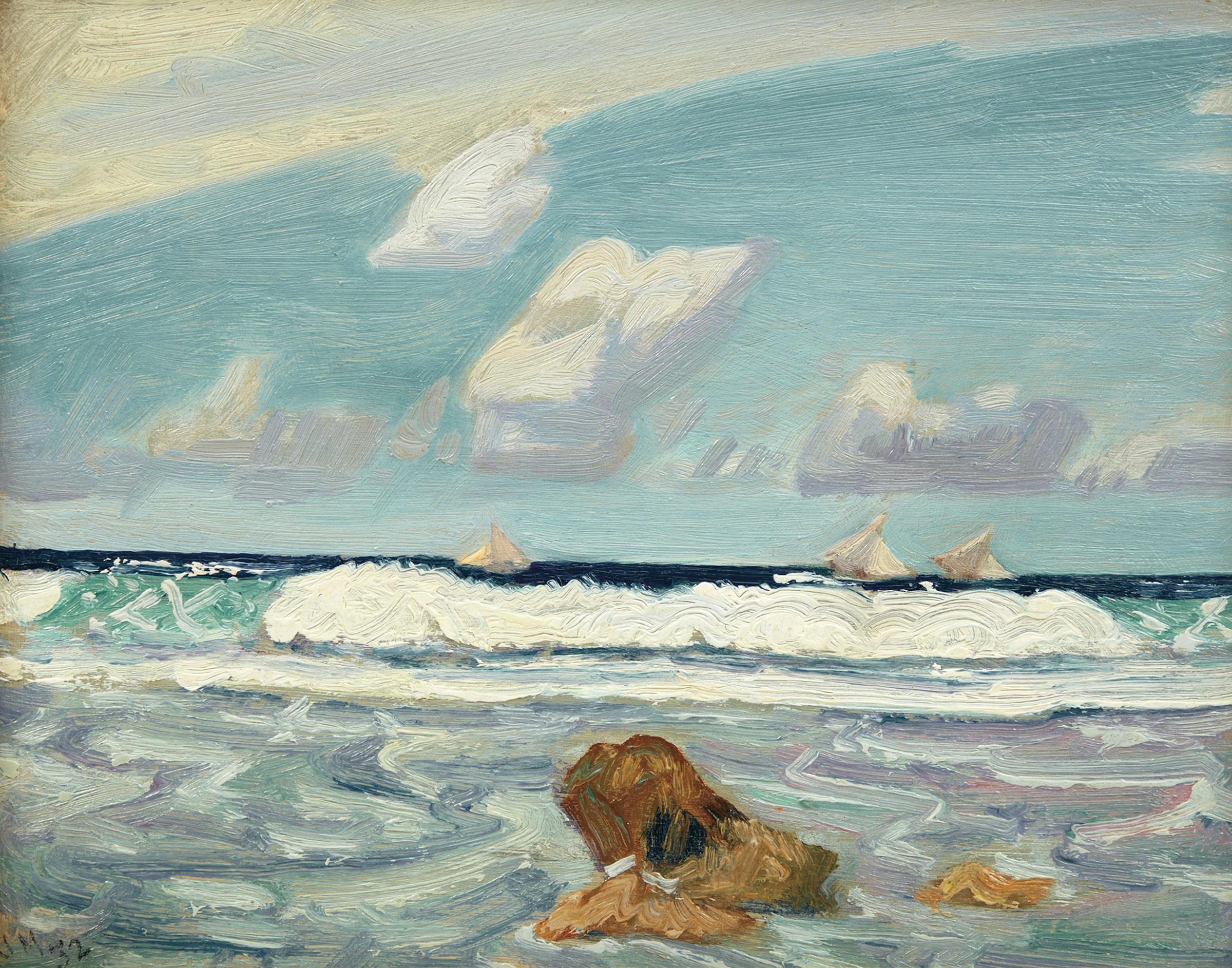 James Edward Hervey (J.E.H.) MacDonald (1873-1932) - Surf of Fishing Boats, Barbados