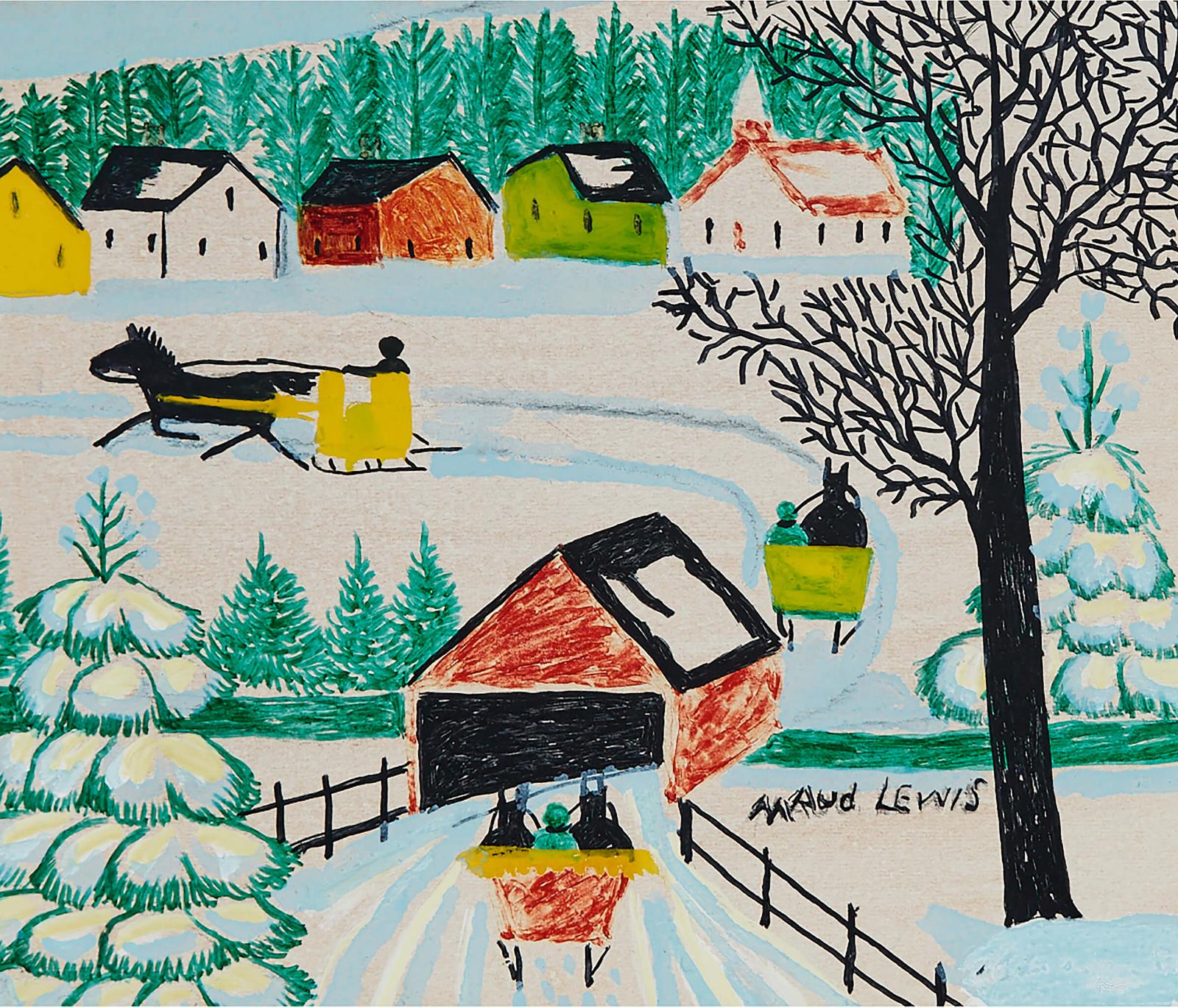 Maud Kathleen Lewis (1903-1970) - Snow Covered Bridge