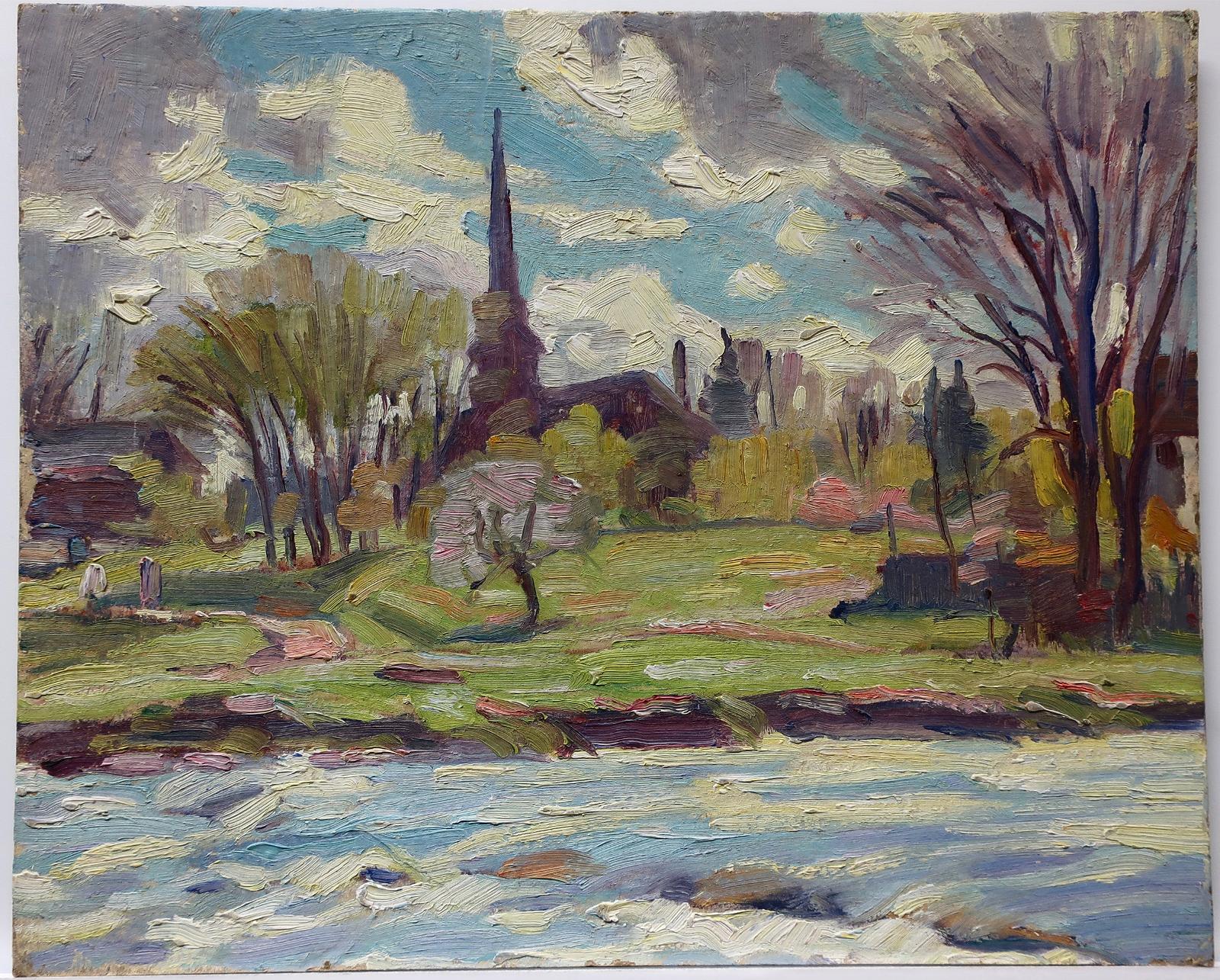 Bernice Fenwick Martin (1902-1999) - Untitled (Church Across River)