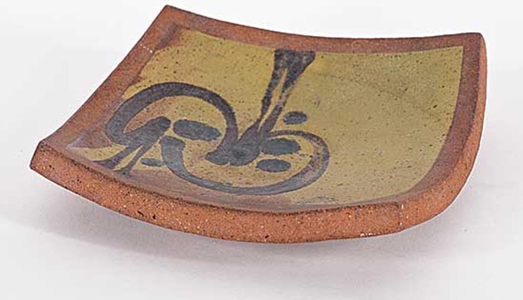 Edward Drahanchuk (1939) - Untitled - Green and Brown Dish with Black Swirls