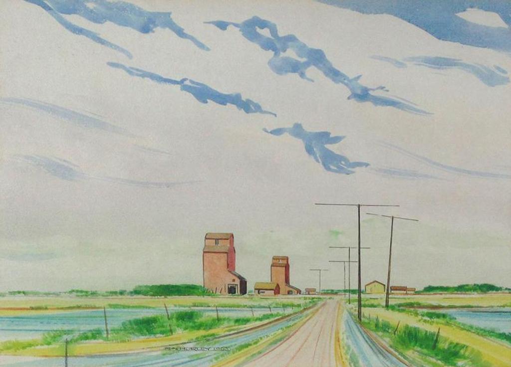 Robert Newton Hurley (1894-1980) - Grain Elevators And Summer Skies; 1963