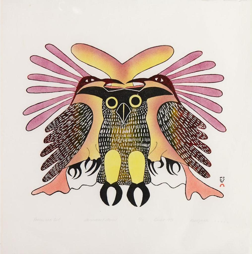Kenojuak Ashevak (1927-2013) - Ravens And Owl