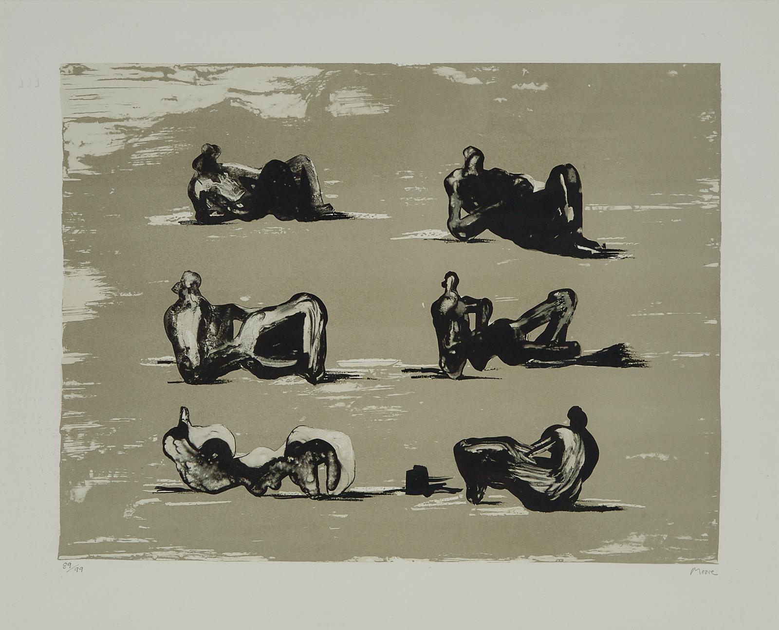 Henry Spencer Moore (1898-1986) - Six Reclining Figures, 1974 [cramer, 353]