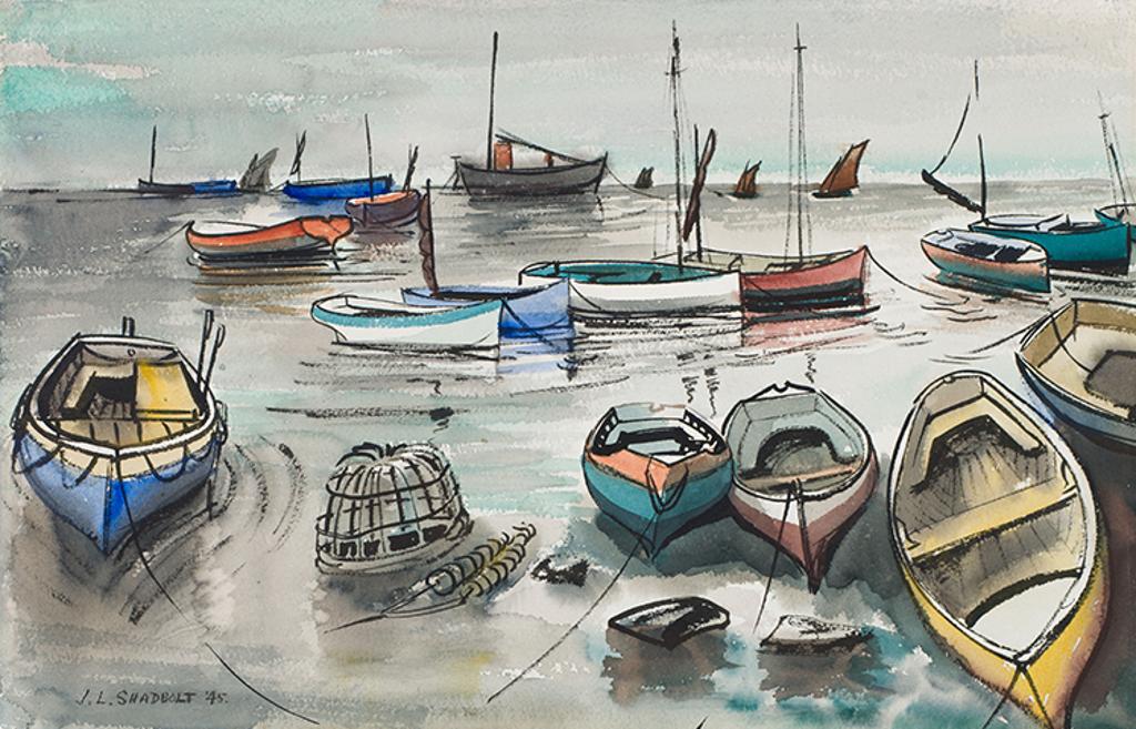 Jack Leaonard Shadbolt (1909-1998) - Boats at Cowes, England, at the End of WWII