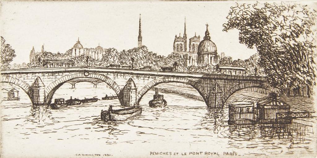 Caroline Helena Armington (1875-1939) - Peniches et le Pont Royal, Paris; La Rue du Hallage a Rouen; Le Puits, Musée de Cluny, Paris