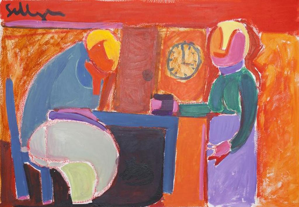 Soozi Schlanger (1953) - Untitled - Couple With Clock