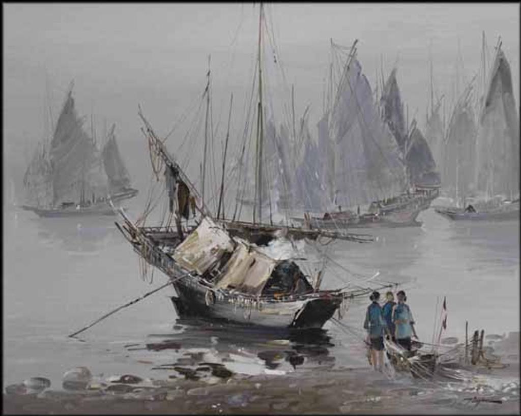Tin Yan Chan (1942) - Chinese Boats in Harbour
