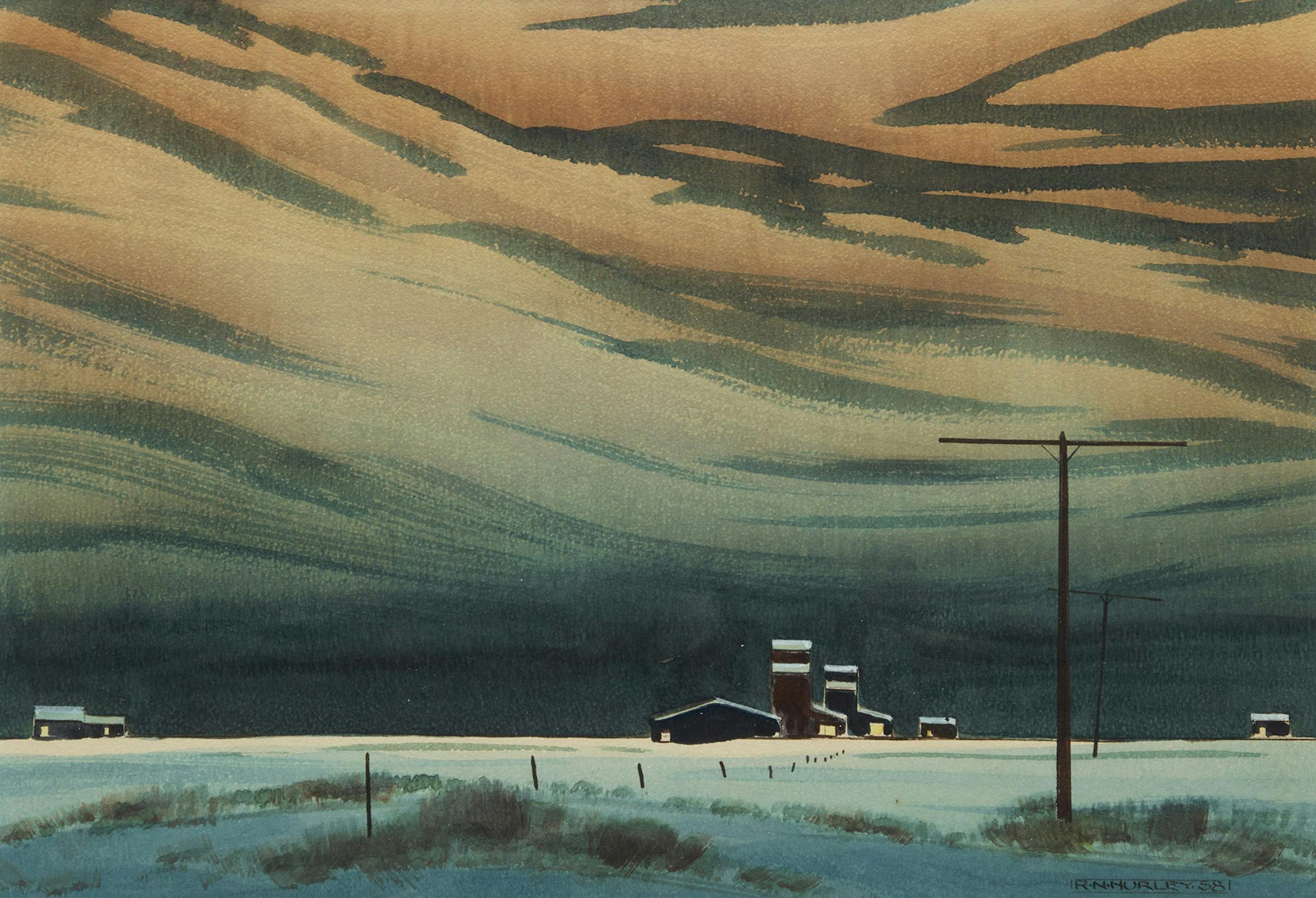 Robert Newton Hurley (1894-1980) - Winter Night on the Prairies