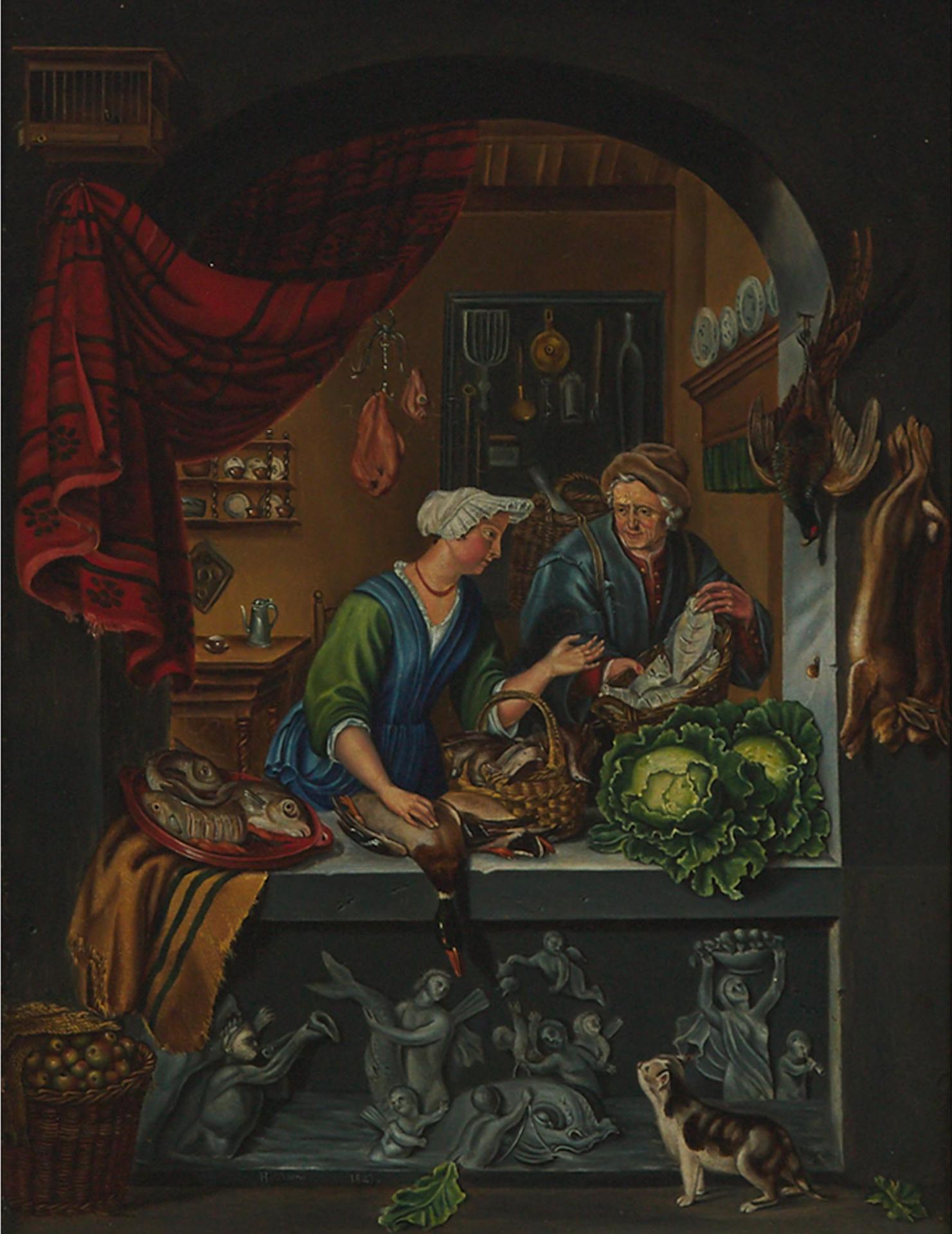Henry Morris (1843) - The Butcher's Shop With A Cat By The Window (In The Dutch Manner), 1843