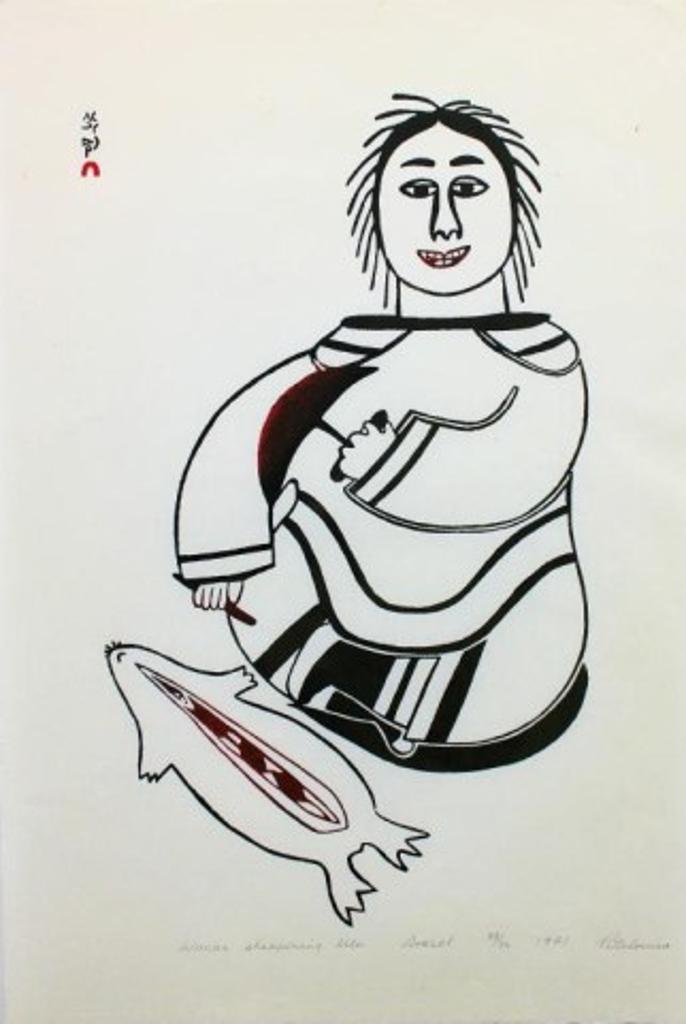 Pitaloosie Saila (1942-2021) - Woman Sharpening Ulu, 1971 #28