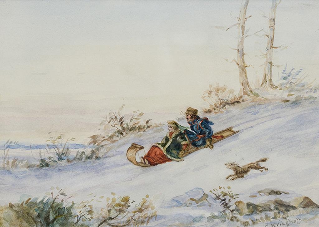 Cornelius David Krieghoff (1815-1872) - Winter Toboganning