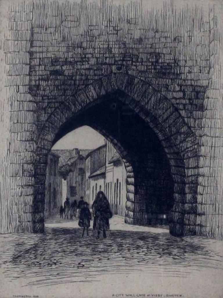 Caroline Helena Armington (1875-1939) - A City Wall Gate At Visby, Sweden; 1928