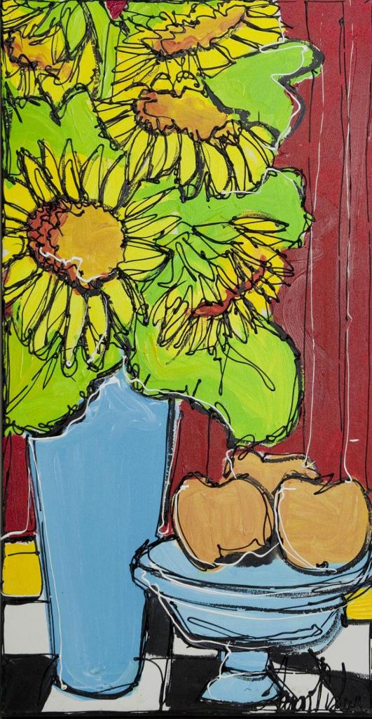 Jason Robins (1982) - Untitled - Sunflowers With Three Apples