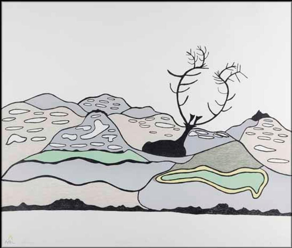Pudlo Pudlat (1916-1992) - Landscape with Caribou