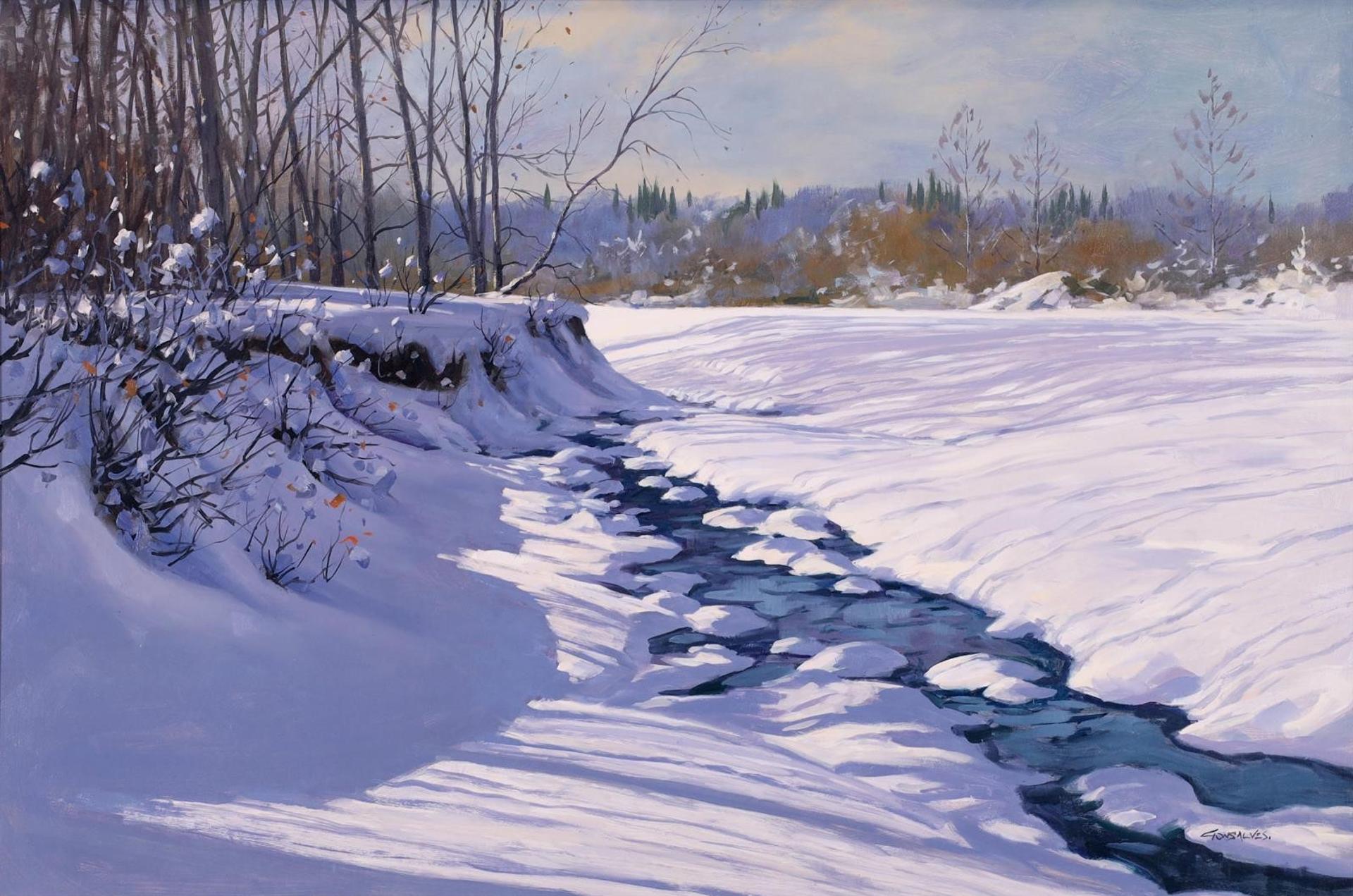 Mannie Gonsalves (1926-2012) - Snow Shadows, Fish Creek; 2002
