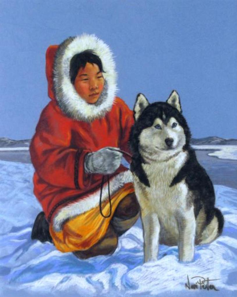 Nori Peter (1935-2009) - Inuit Girl And Her Dog