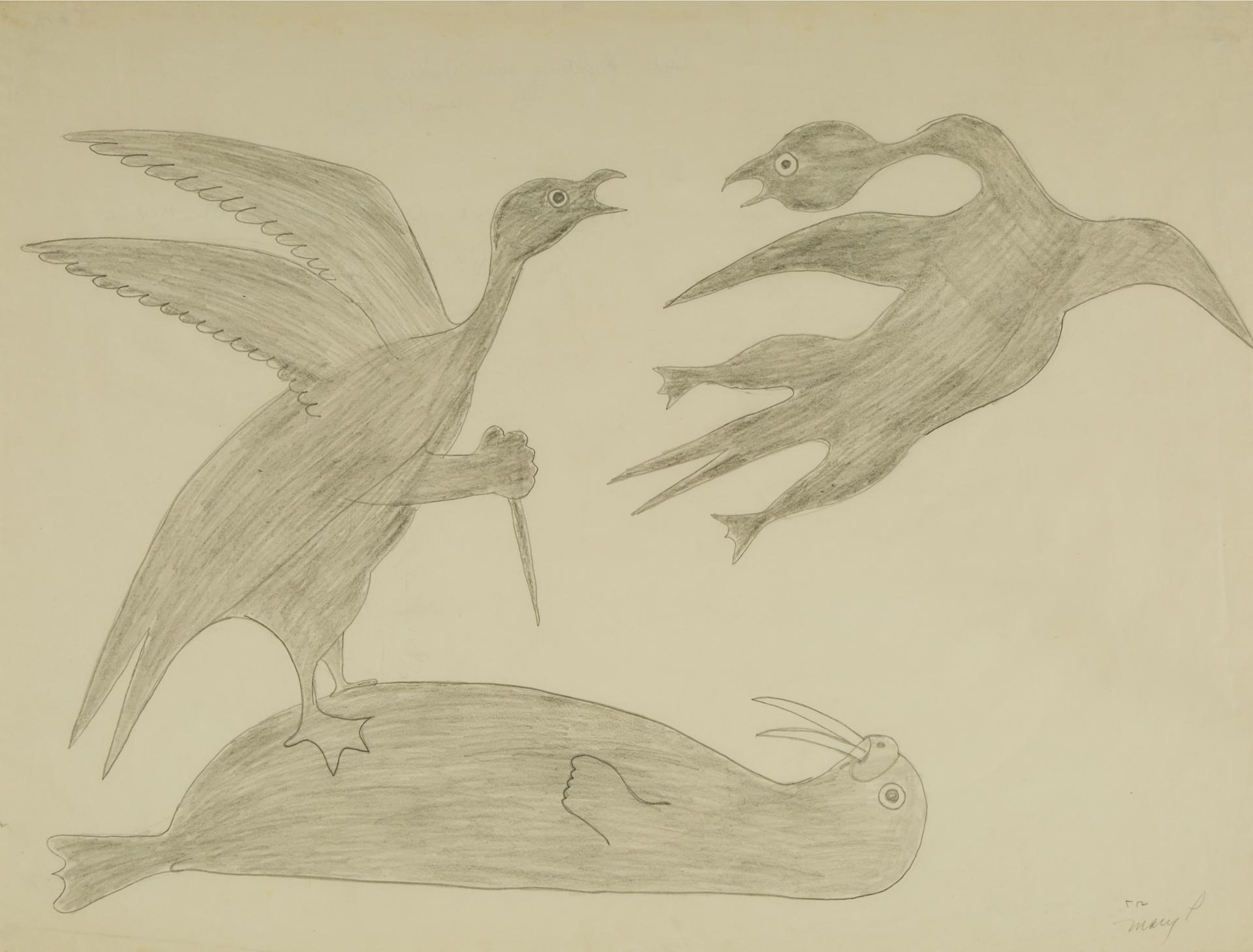 Mary (Samuellie) Pudlat (1923-2002) - Spirit Figures Attack Walrus