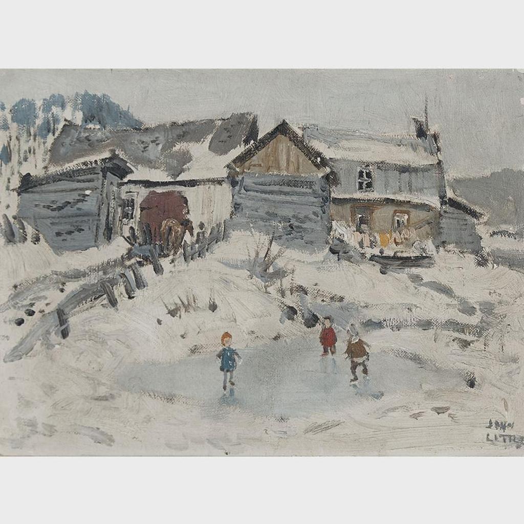 John Geoffrey Caruthers Little (1928-1984) - Kids Skating, Charlevoix County