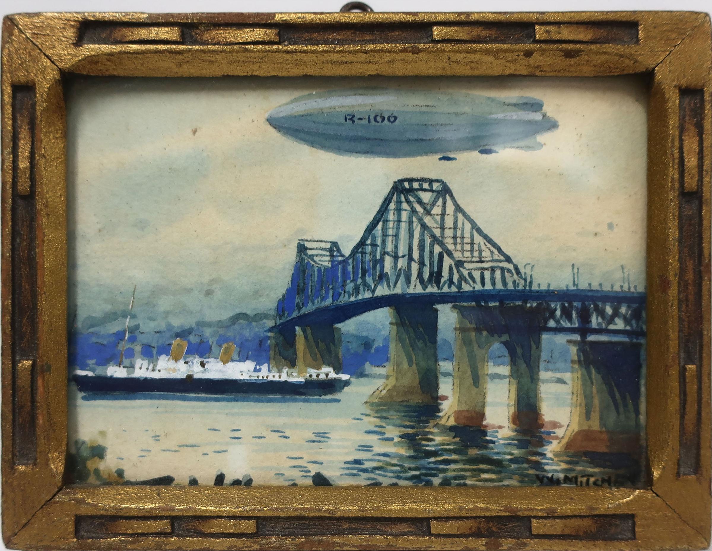 Willard Morse Mitchell (1879-1955) - View Showing The R-100 Passing Over The New Harbour Bridge At Montreal, P.Q. On Aug 11-1930