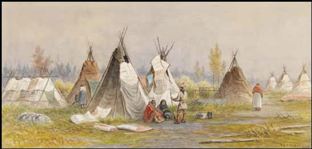 Frederick Arthur Verner (1836-1928) - Ojibwa Wigwams, Time of Treaty with Governor, 1873