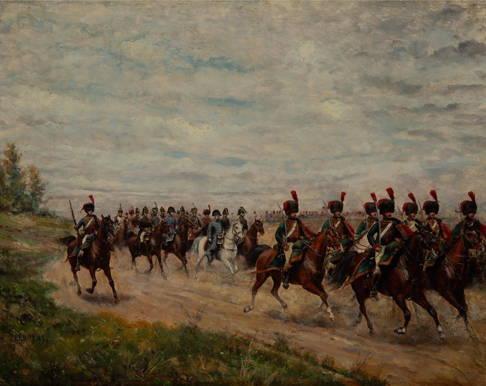 Paul Emile Leon Perboyre (1851-1929) - Napoleon's Army Advancing (Along A Country Road)