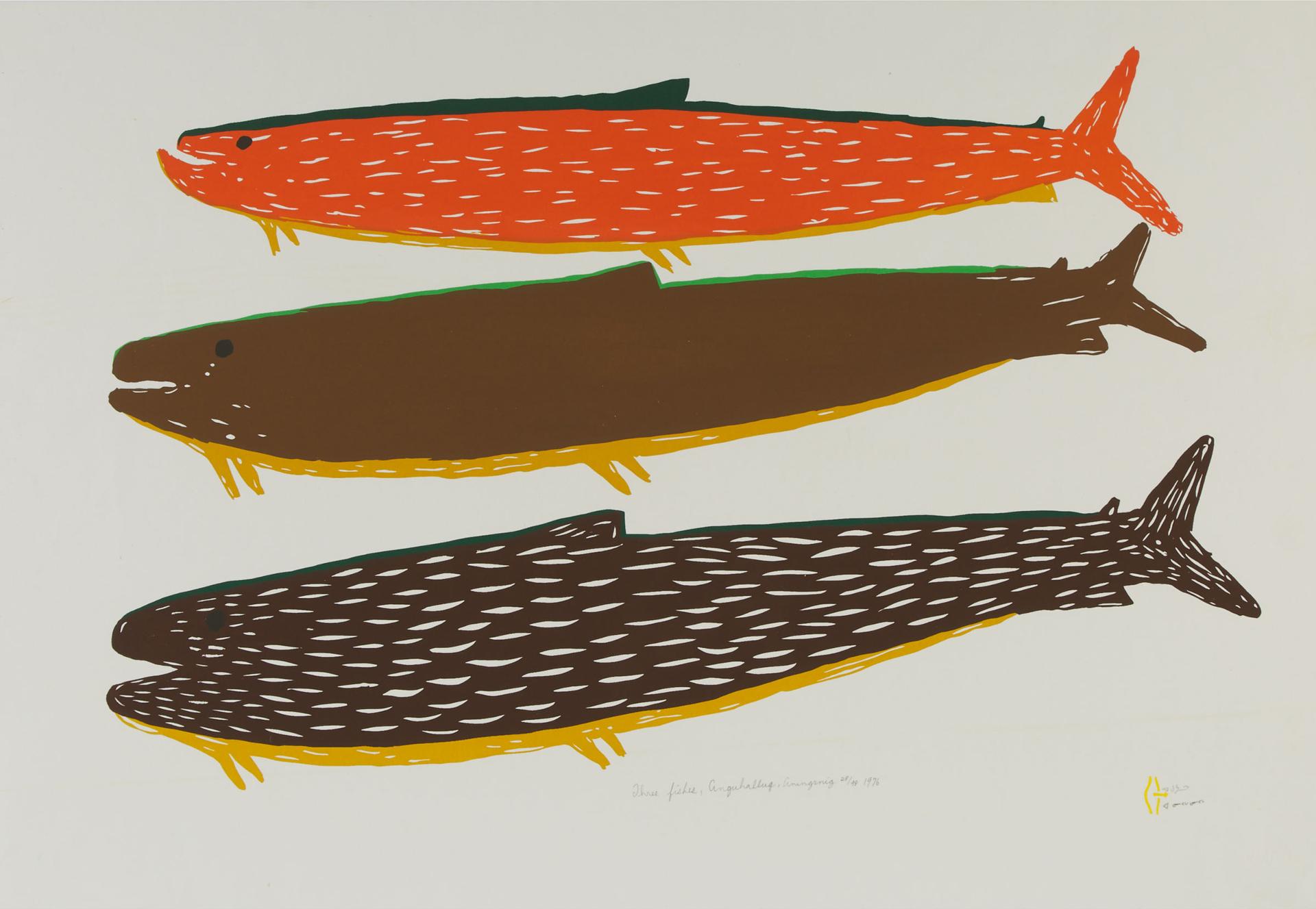 Luke H.Amitnaaq Anguhadluq (1895-1982) - Three Fishes