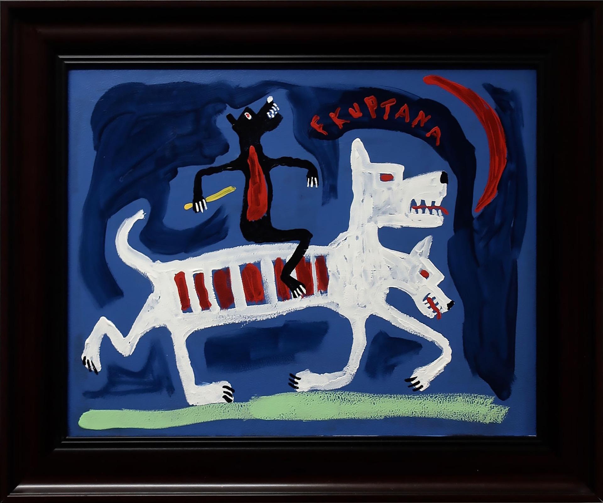 Floyd Kuptana (1964-2021) - Untitled (Rider On Two Headed Wolf)
