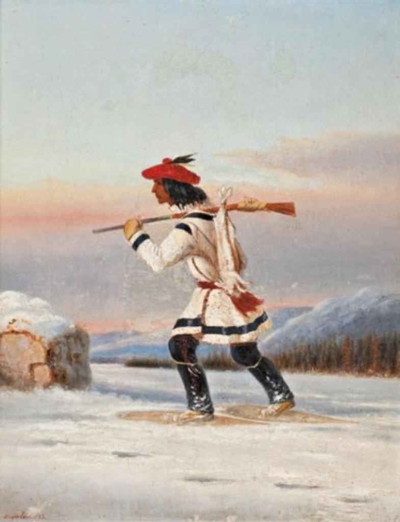 Dennis Gale (1828-1903) - Indian Hunter on Snowshoes