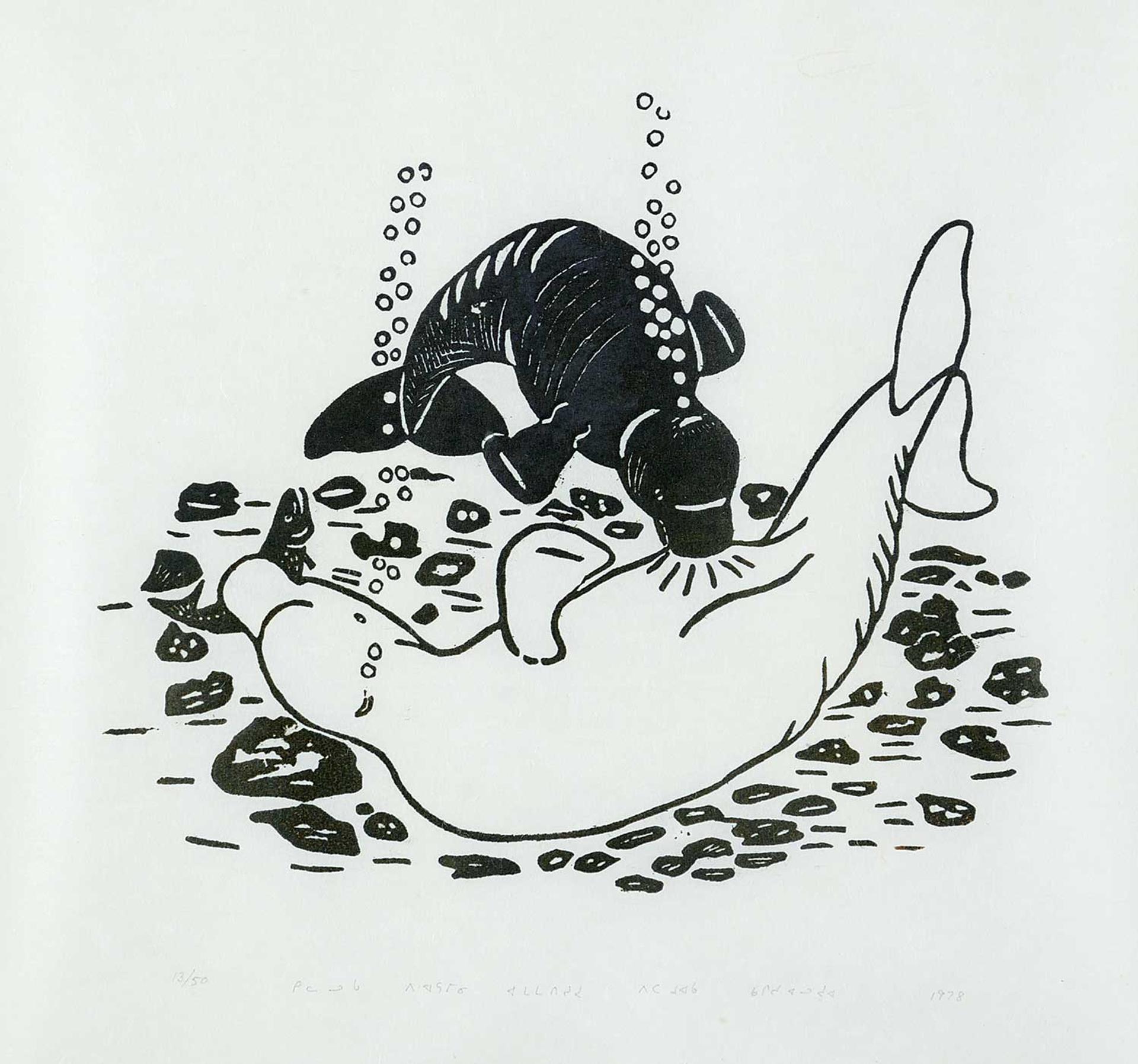 Peter Morgan (1951) - White Whale Nursing Her Baby  #13/50