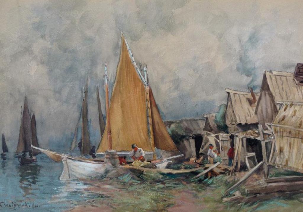 Georges Chavignaud (1865-1944) - Fishermen Repairing Nets; 1900