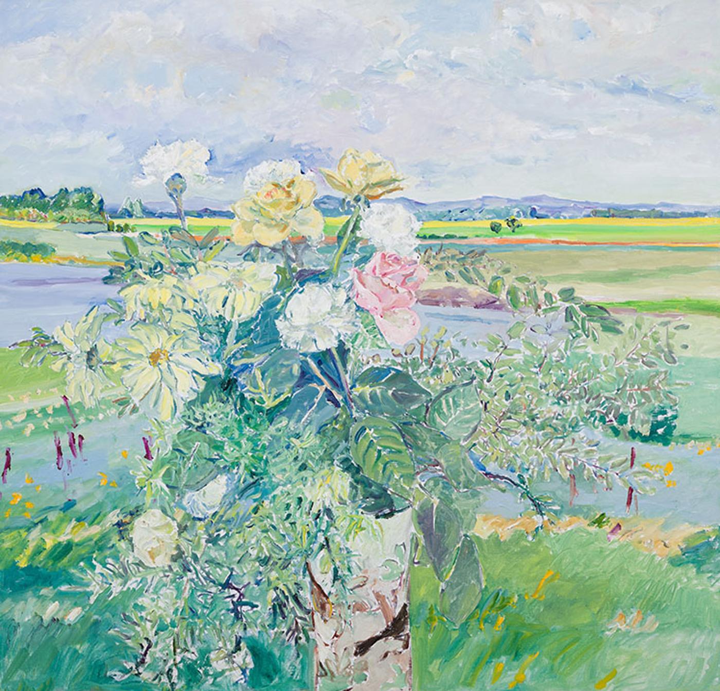 Dorothy Elsie Knowles (1927-2001) - Flowers and a Green Landscape