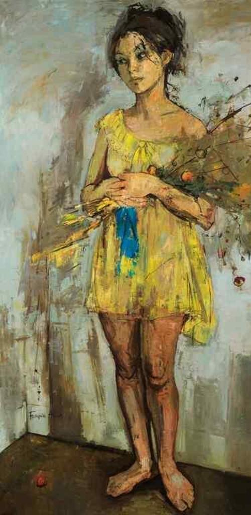Françoise Adnet (1924-2014) - Untitled (Girl in Yellow with Flowers)