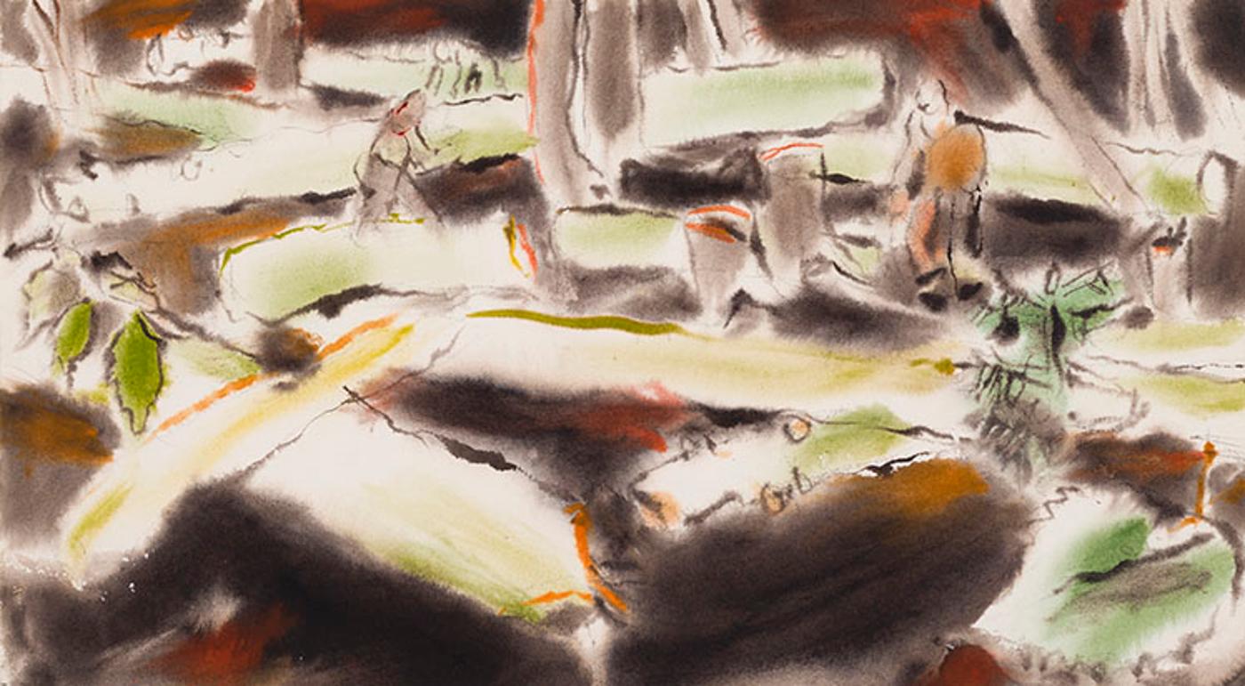 David Browne Milne (1882-1953) - Peeling Pulpwood