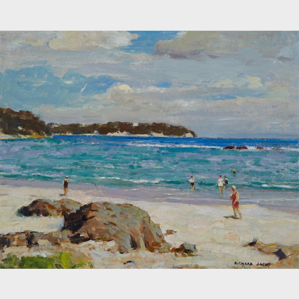 Richard Jack (1866-1952) - Untitled - Bathers Along A Sandy Beach