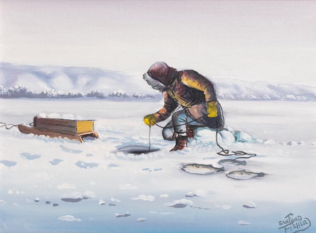Sanford Fisher (1927-1988) - Untitled - Ice Fishing