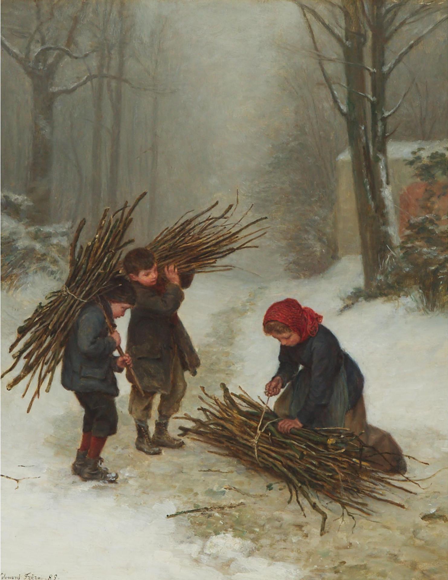Pierre Edouard Frère (1819-1886) - Gathering Wood, 1889