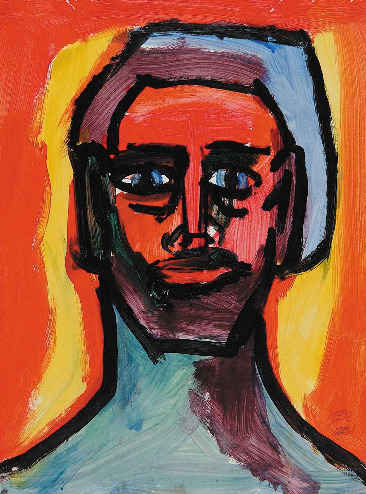 Robert Charles Aller (1922-2008) - Untitled - Portrait of Man in Vivid Colour III