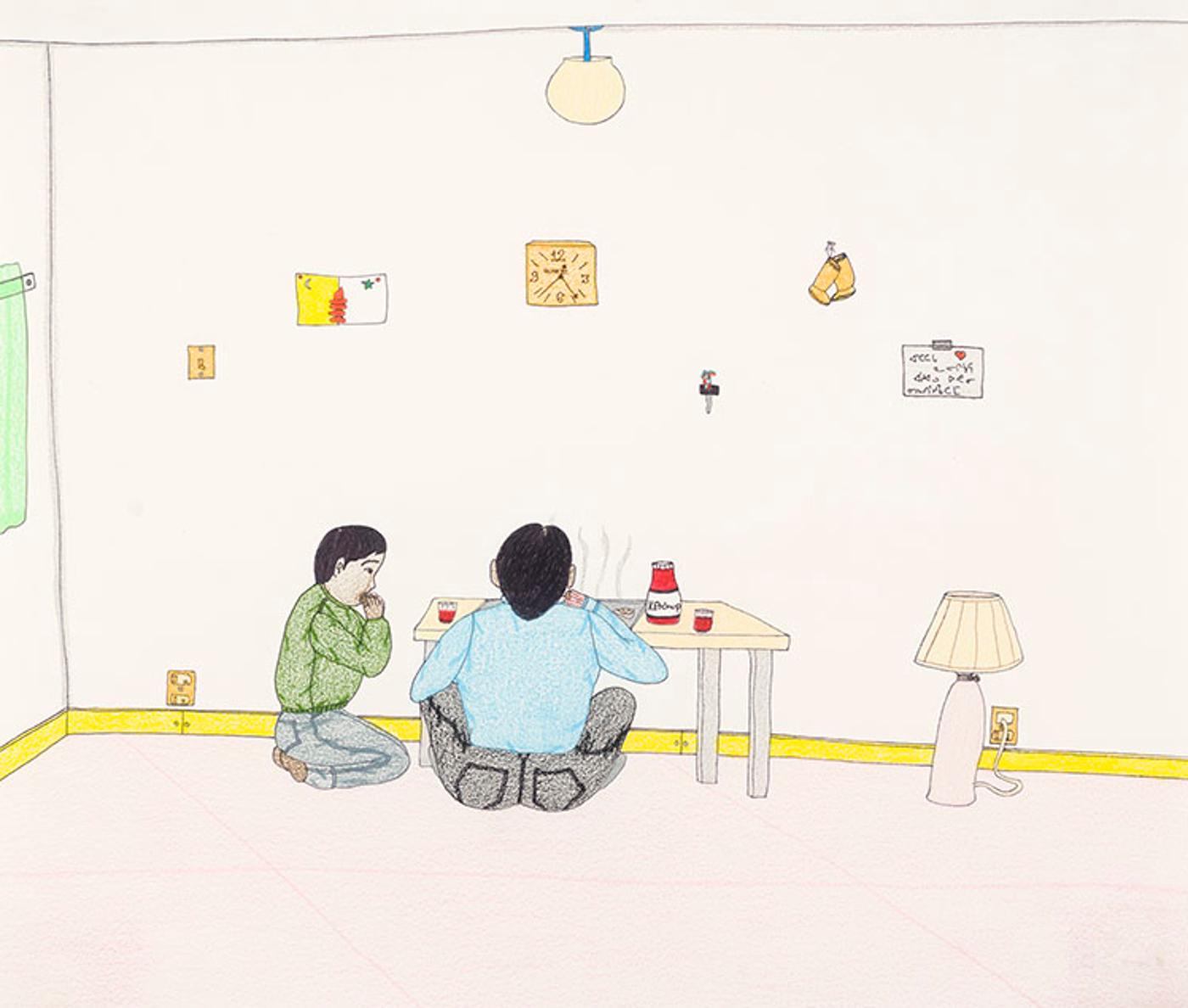 Annie Pootoogook (1969-2016) - Untitled (Eating at the Table)