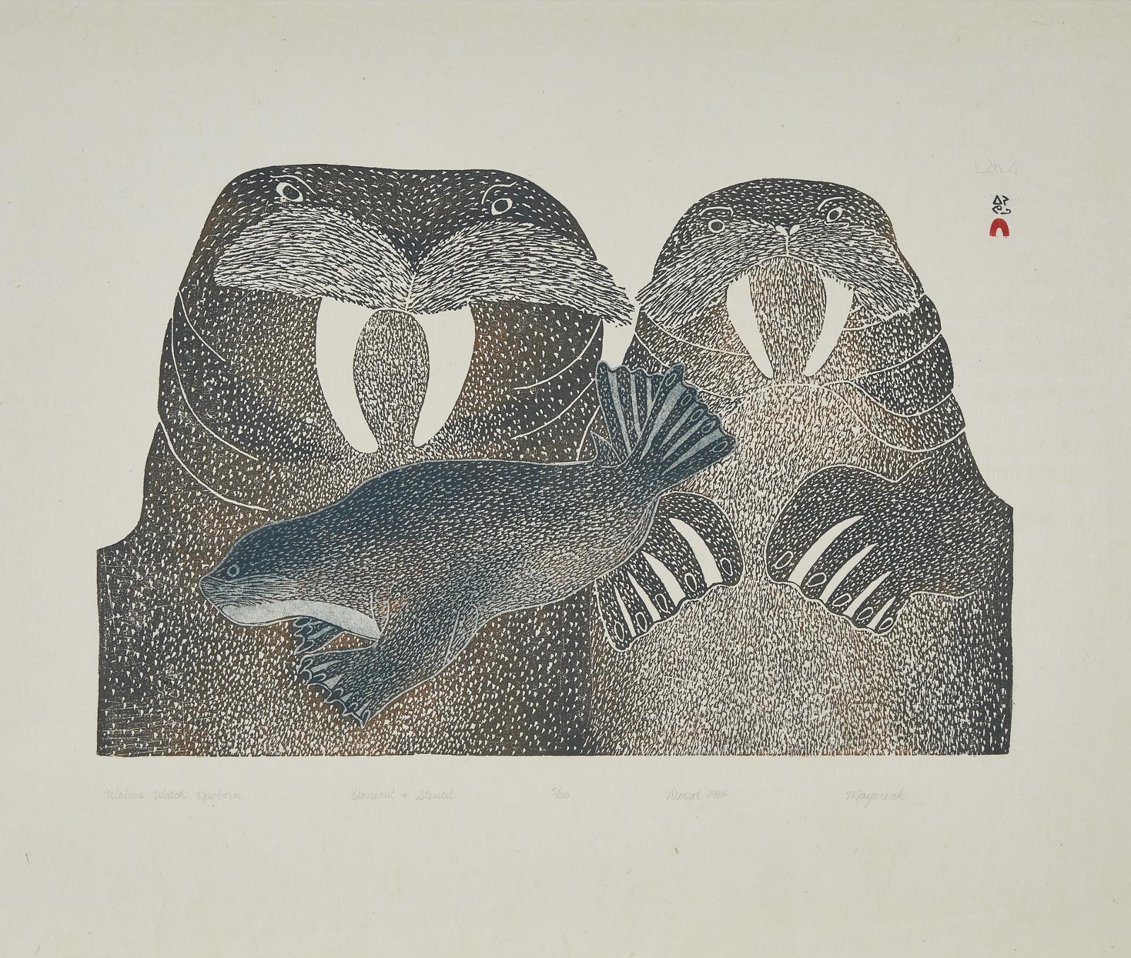Mayureak Ashoona (1946) - Walrus Watch Newborn