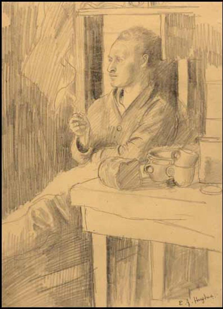Edward John (E. J.) Hughes (1913-2007) - In a Cabin at Rivers Inlet (Portrait of Paul Goranson)