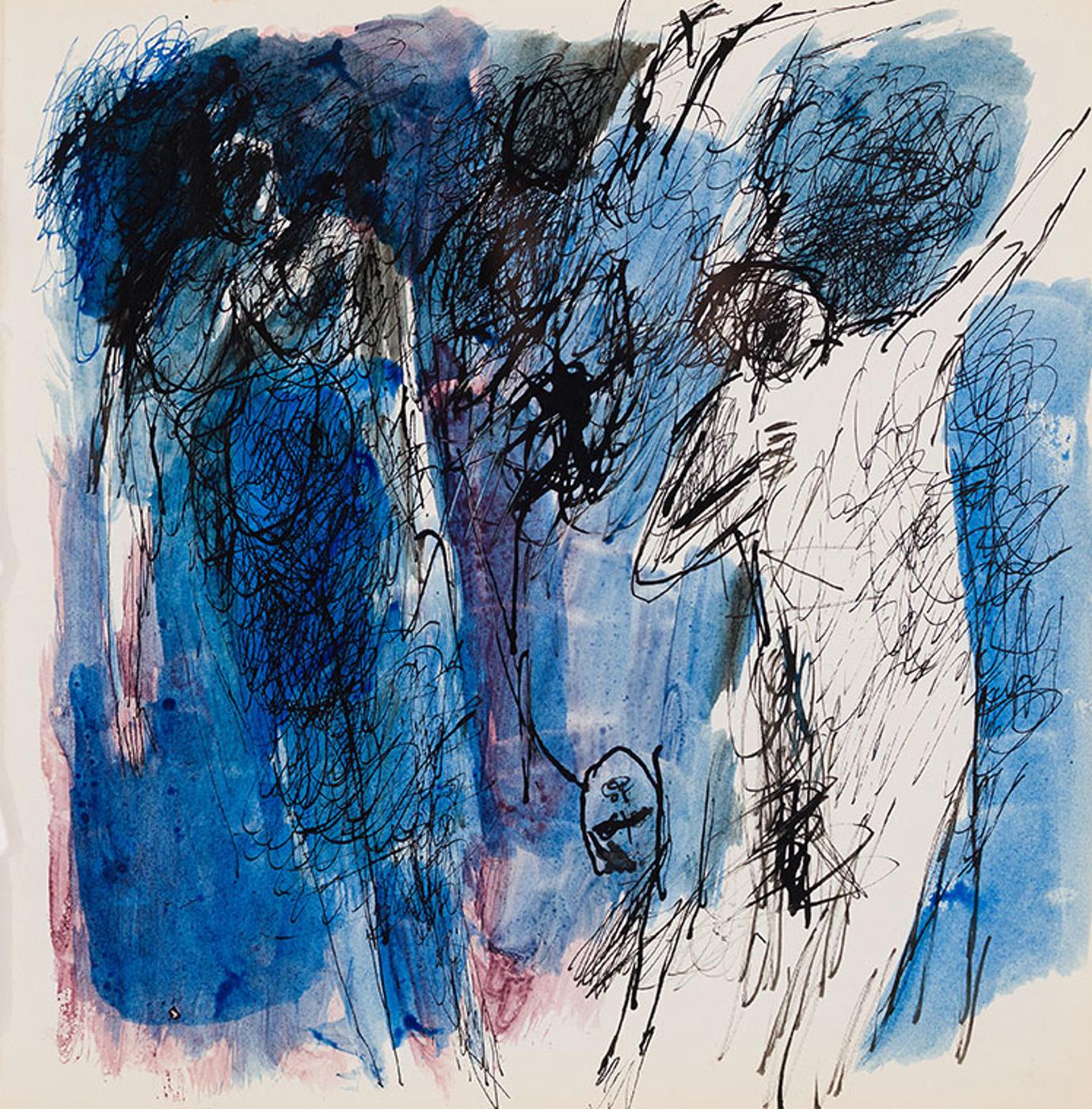 Betty Roodish Goodwin (1923-2008) - Untitled (Figures in Blue)