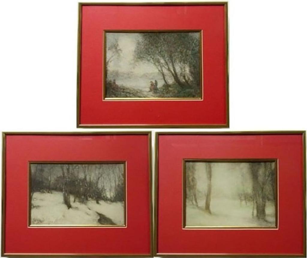 Charles Ernest de Belle (1873-1939) - Figures In A Forest; Winter Forest Scenes (2)