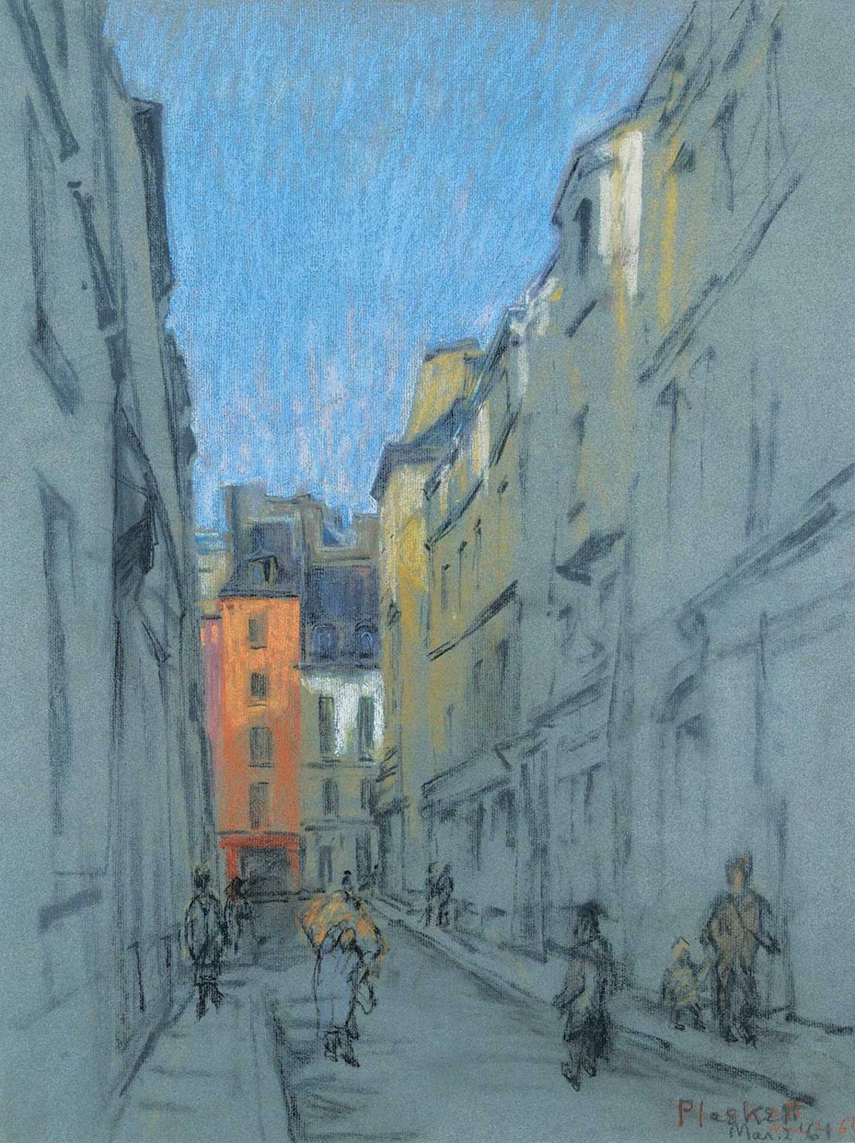 Joseph (Joe) Francis Plaskett (1918-2014) - Untitled - A Busy Street