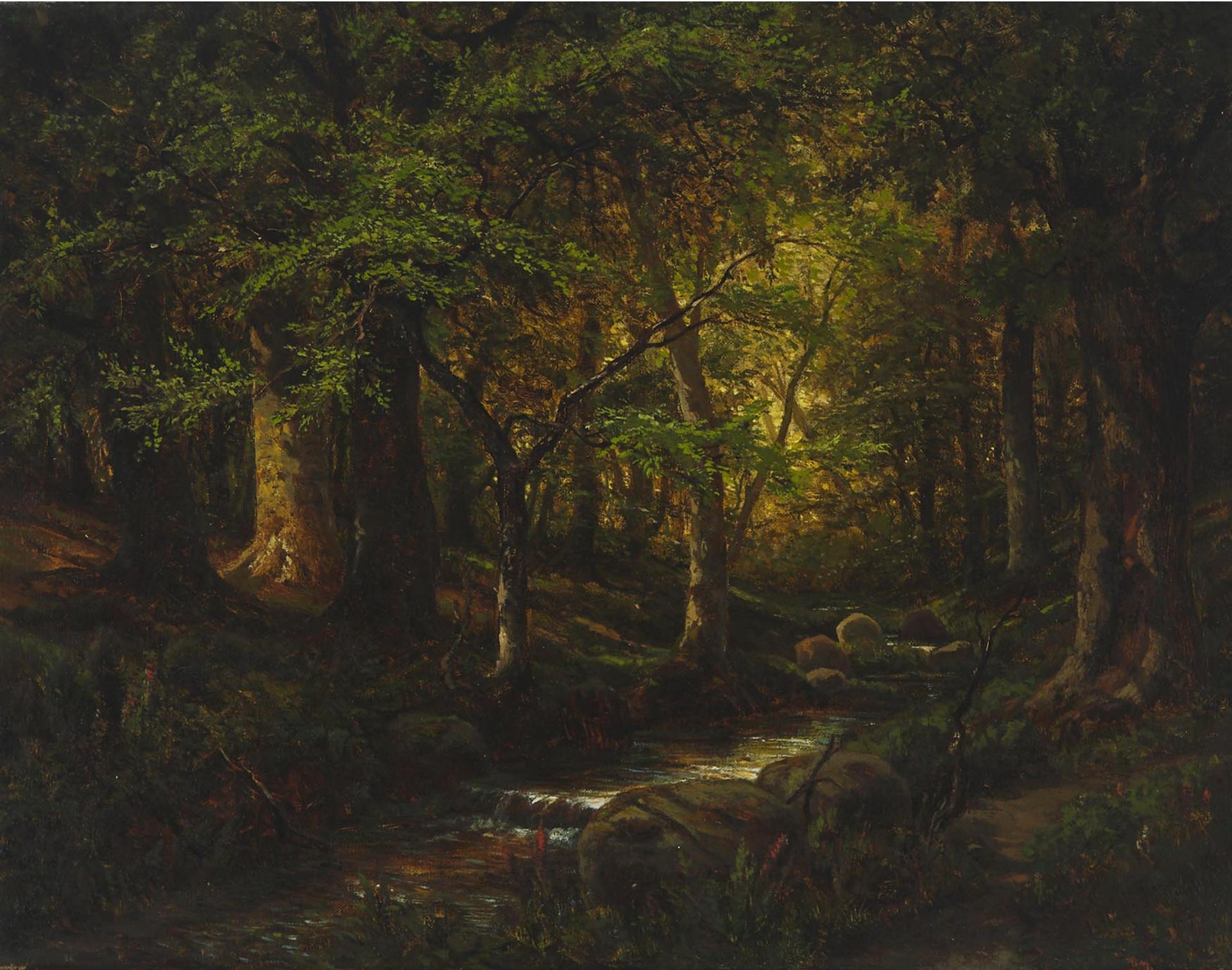 Hans Hartmann (1845-1898) - Woodlands And Stream, 1887